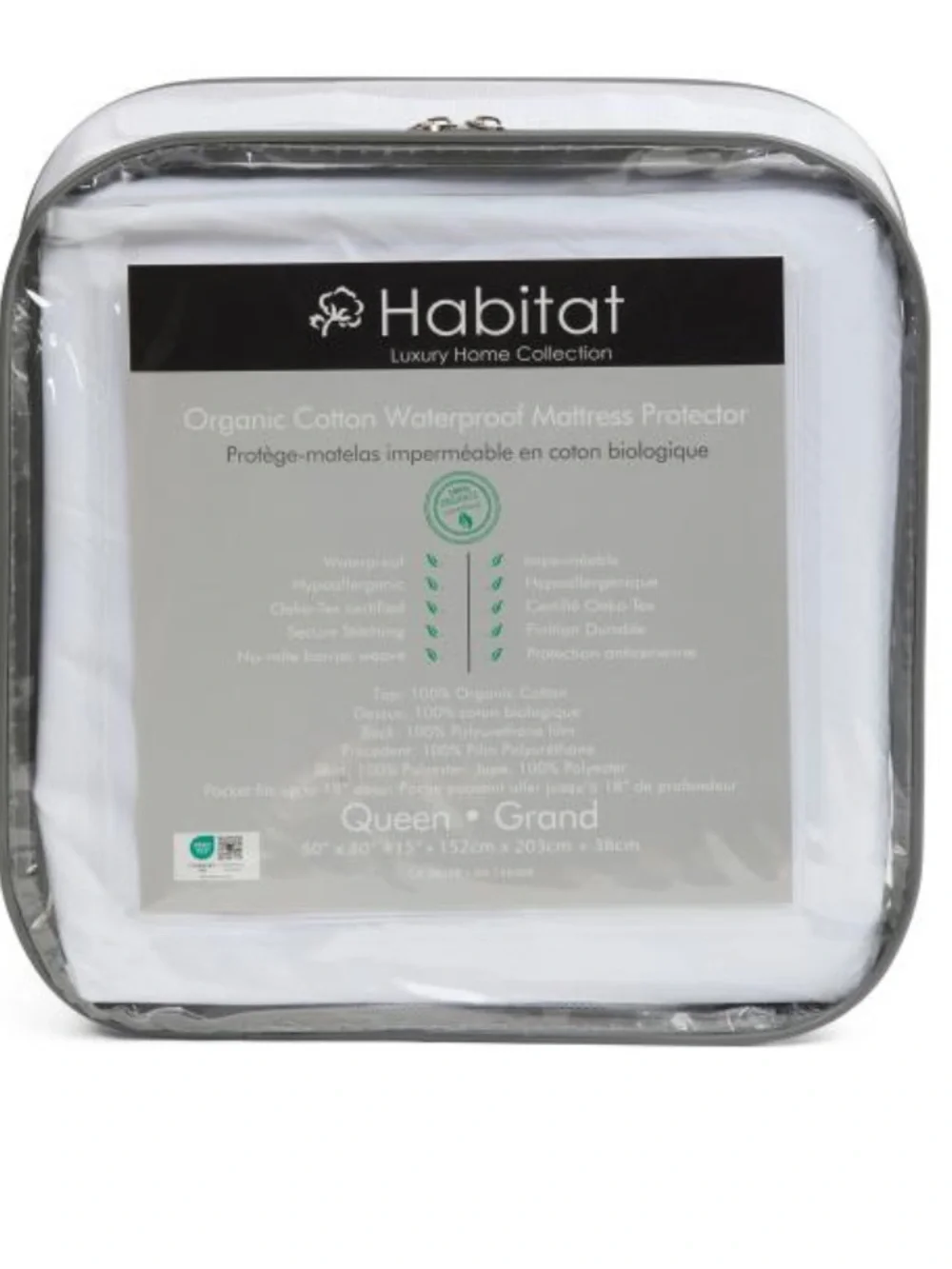Habitat Waterproof Organic Cotton Mattress Protector - White